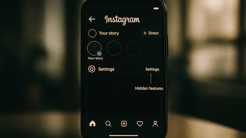 Schermata di Instagram con funzioni poco conosciute in evidenza